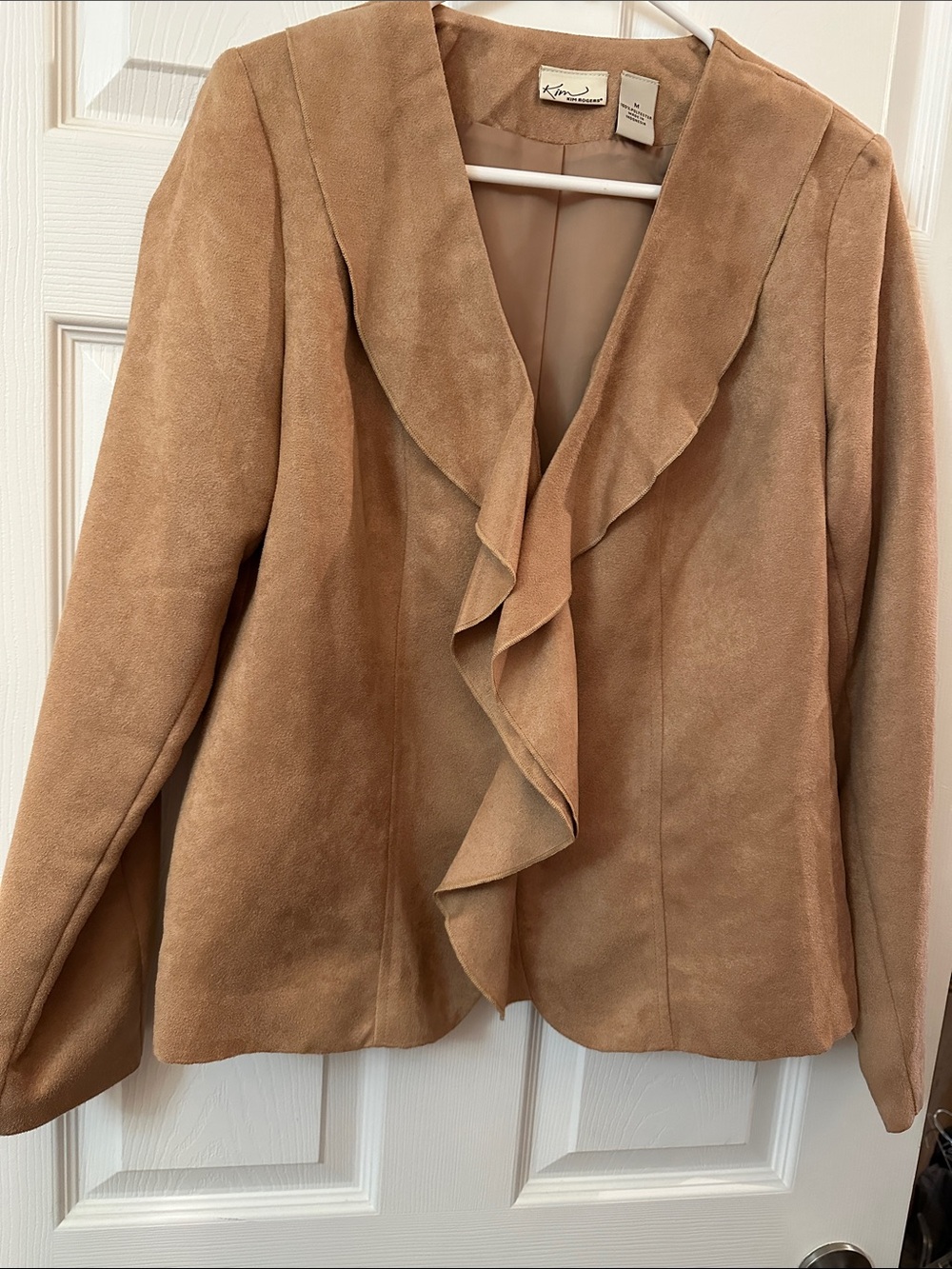 Women's Tan Ruffle blazer